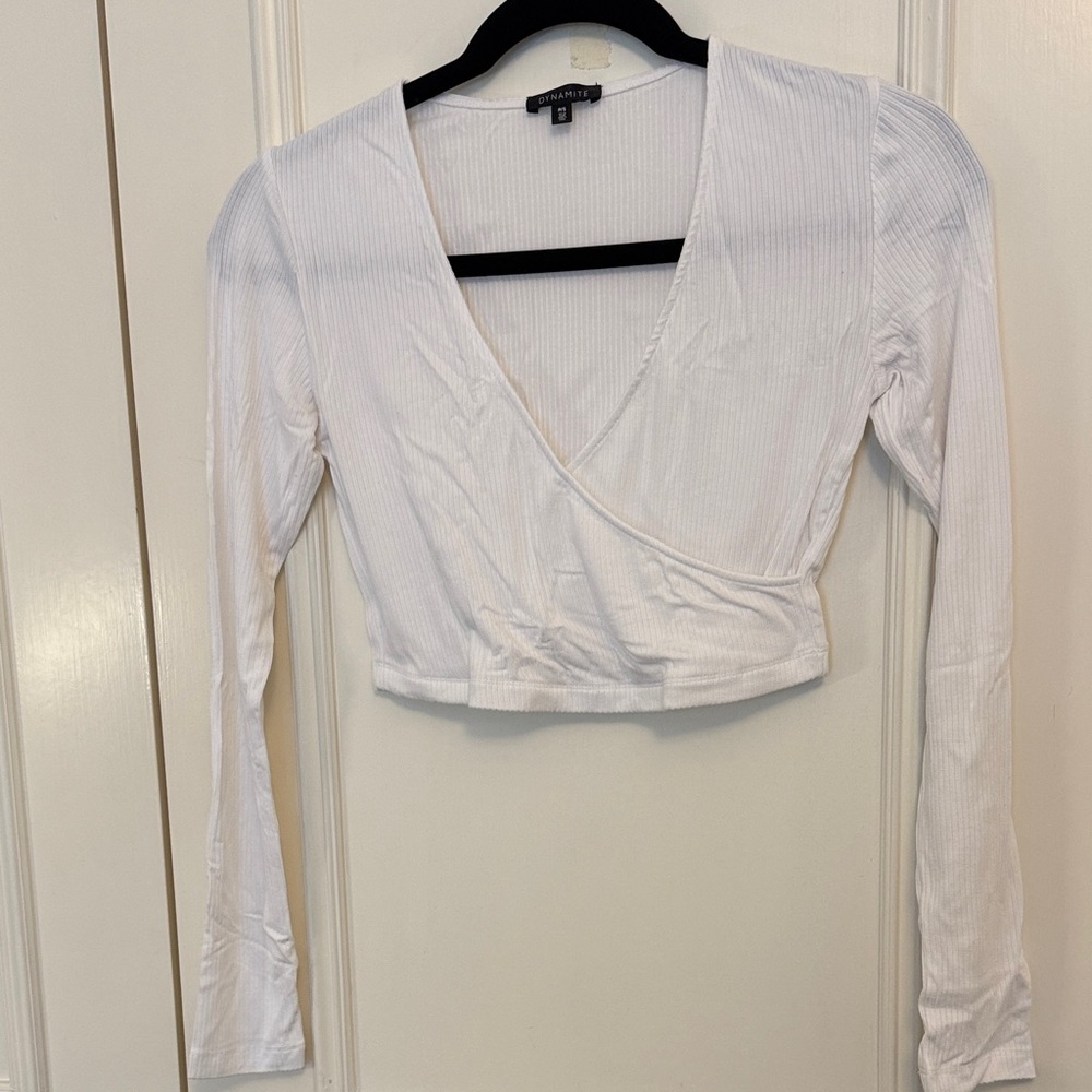 Garage White Ribbed Crop Top